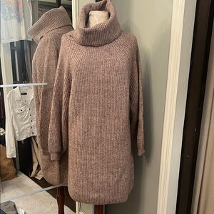 Blu Pepper Taupe Cowl Neck Sweater Dress